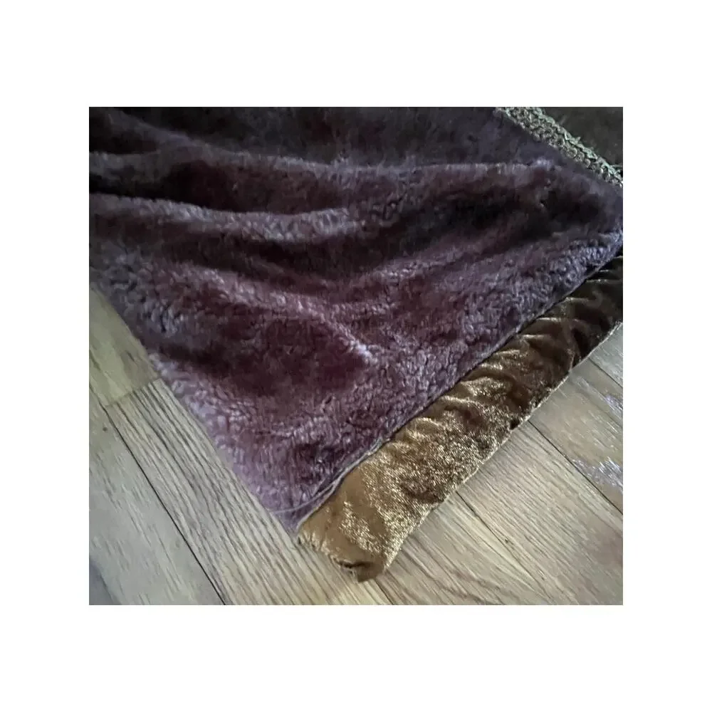 Vintage Queen Tiger Animal Plush Acrylic Korean Mink Reversible Blanket Sz 89x77